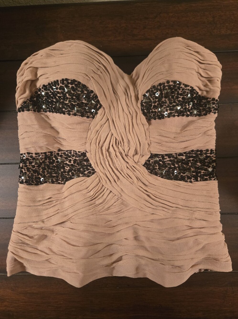 Bebe Strapless Sequin Bustier Top - Blush